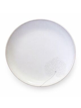 Set of 4 Mottahedeh Silk Leaf Dinner Plates 10.5" Filigree NWT White Ombre Glaze